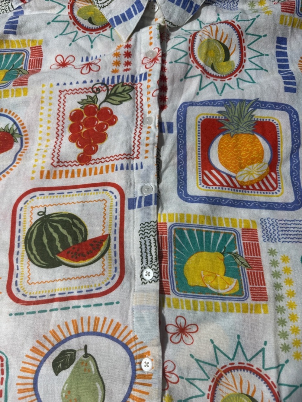 Goa Beachwear by Japna Fruit Print Button-Up Shirt – Size Small (Oversized Fit) - Picture 6 of 9